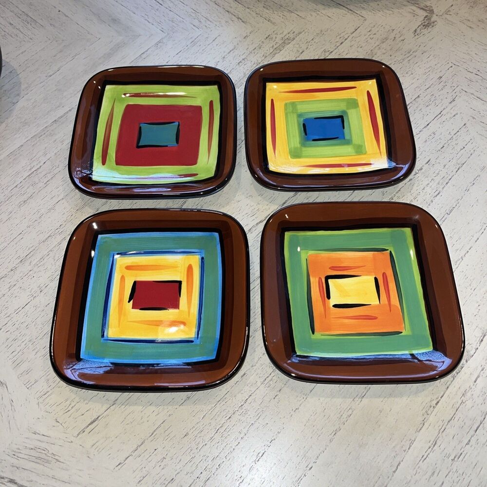 Southern Living At Home Gail Pittman Brio Set of 4 Appetizer Plates 5.5” Bright!
